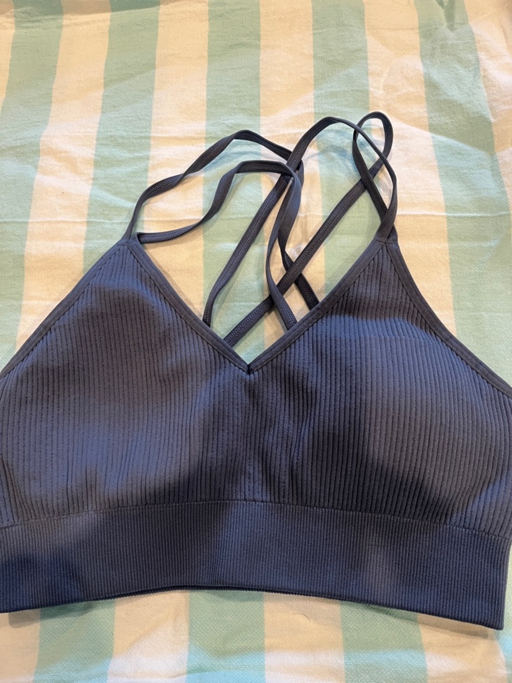 Aerie Women's Strappy Ribbed Bralette - Navy